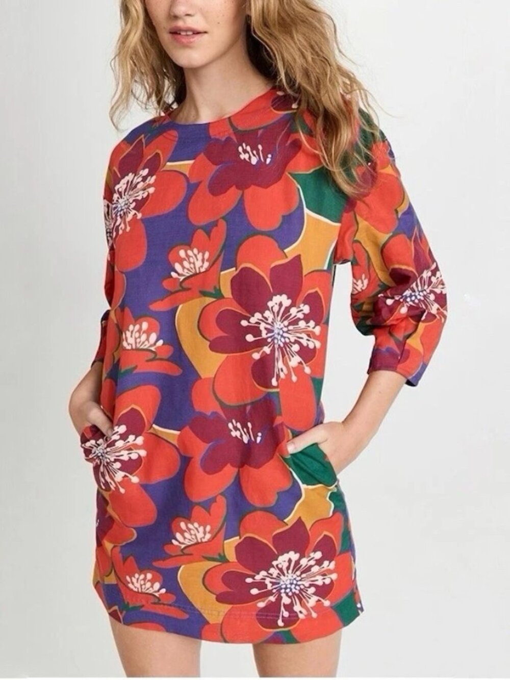 Something Navy Floral Open Back Mini Dress NWT